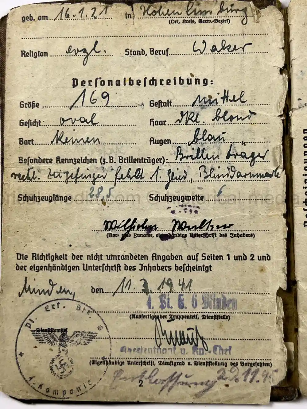 SOLDBUCH & AWARD DOCUMENT GROUPING - PANZER PIONIER - 12. PANZER DIVISION