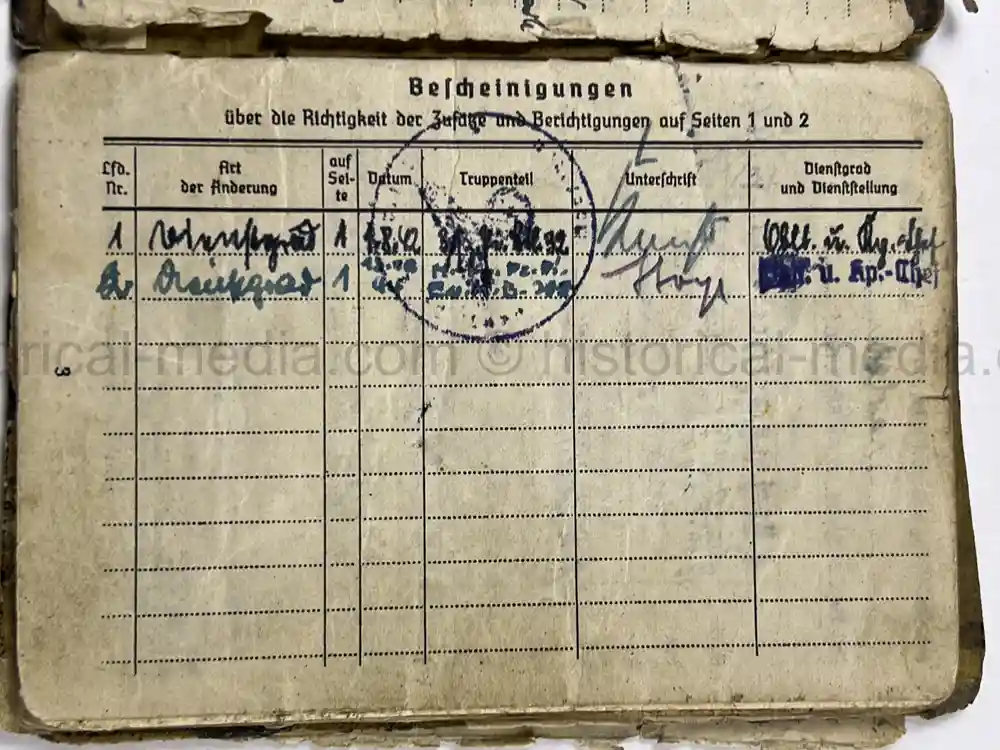 SOLDBUCH & AWARD DOCUMENT GROUPING - PANZER PIONIER - 12. PANZER DIVISION
