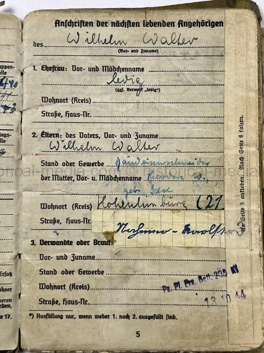 SOLDBUCH & AWARD DOCUMENT GROUPING - PANZER PIONIER - 12. PANZER DIVISION