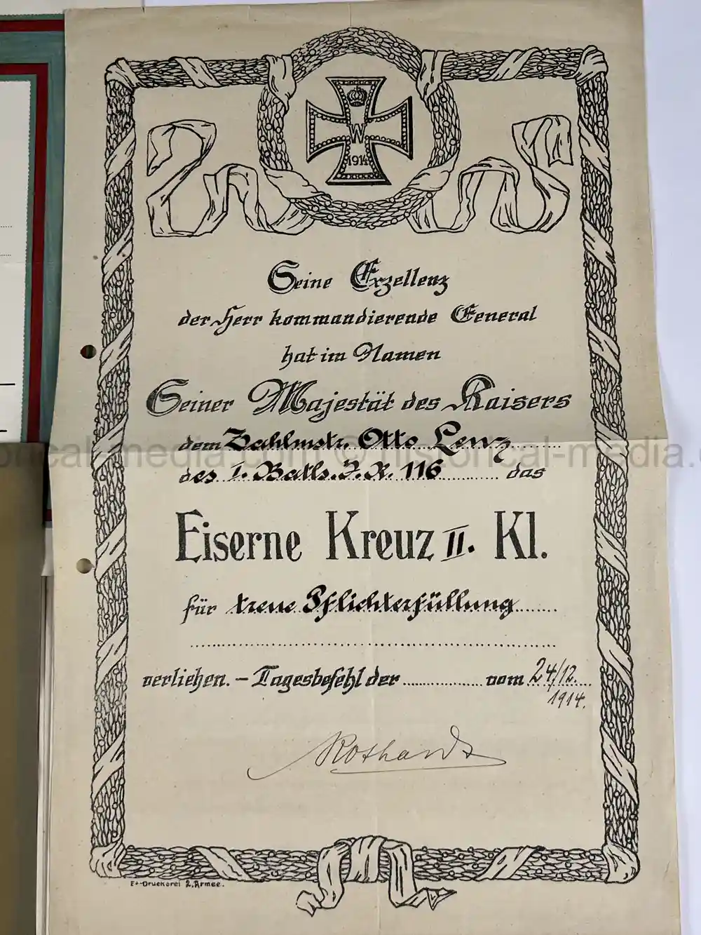 GERMAN WWI & WWII PHOTO & DOCUMENT GROUPING – EK1 WINNER - OBERSTLEUTNANT