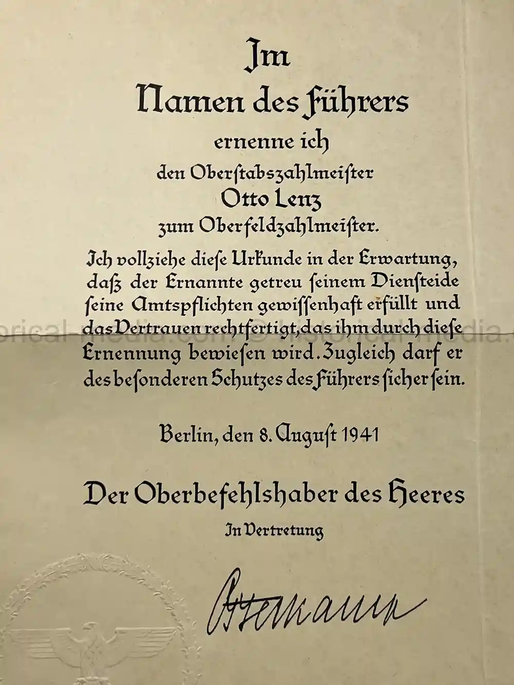 GERMAN WWI & WWII PHOTO & DOCUMENT GROUPING – EK1 WINNER - OBERSTLEUTNANT