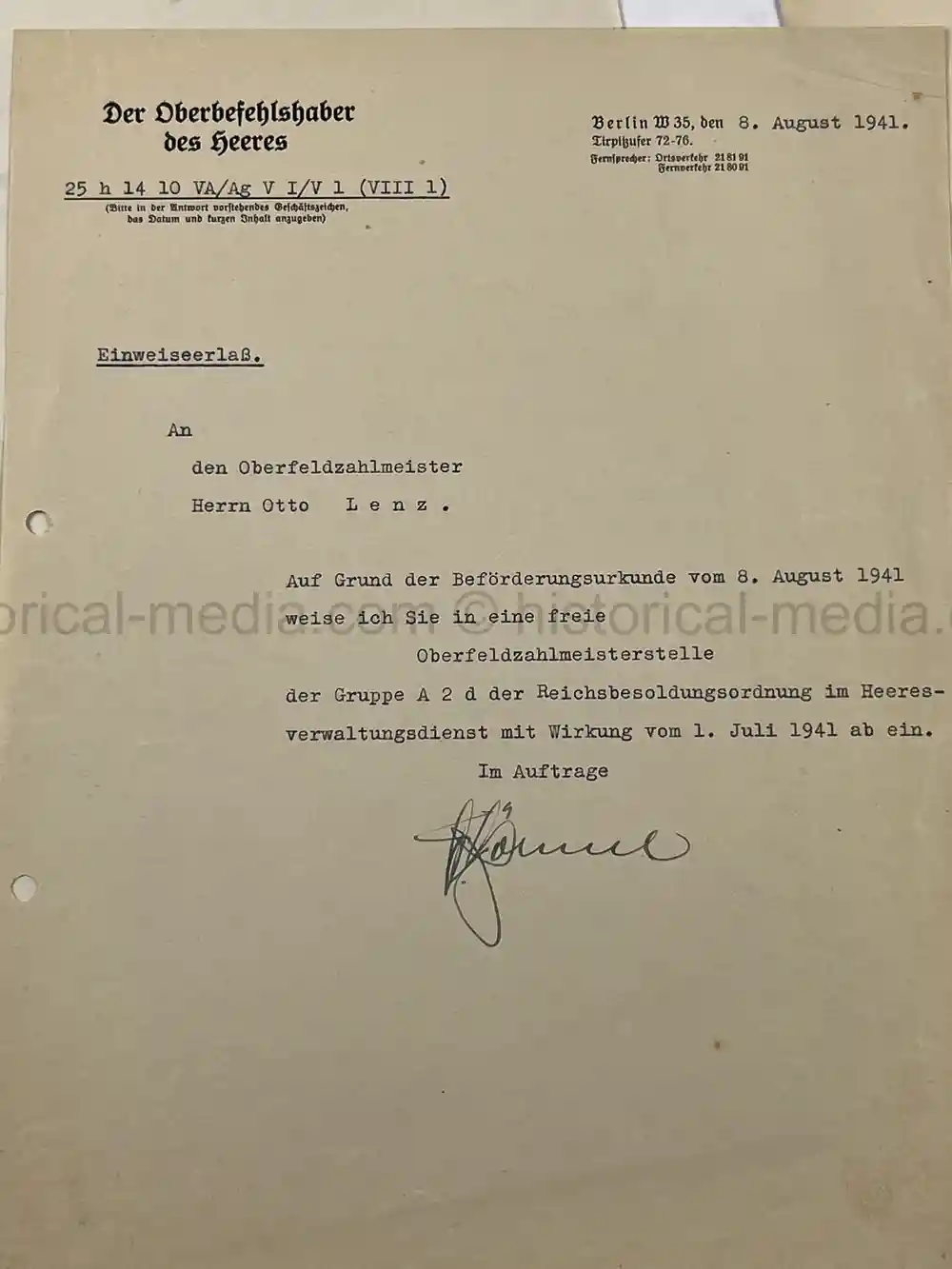 GERMAN WWI & WWII PHOTO & DOCUMENT GROUPING – EK1 WINNER - OBERSTLEUTNANT