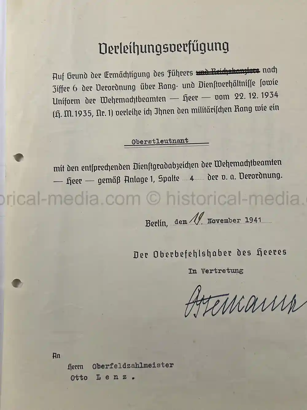 GERMAN WWI & WWII PHOTO & DOCUMENT GROUPING – EK1 WINNER - OBERSTLEUTNANT