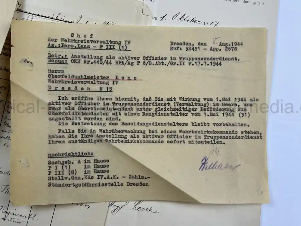 GERMAN WWI & WWII PHOTO & DOCUMENT GROUPING – EK1 WINNER - OBERSTLEUTNANT