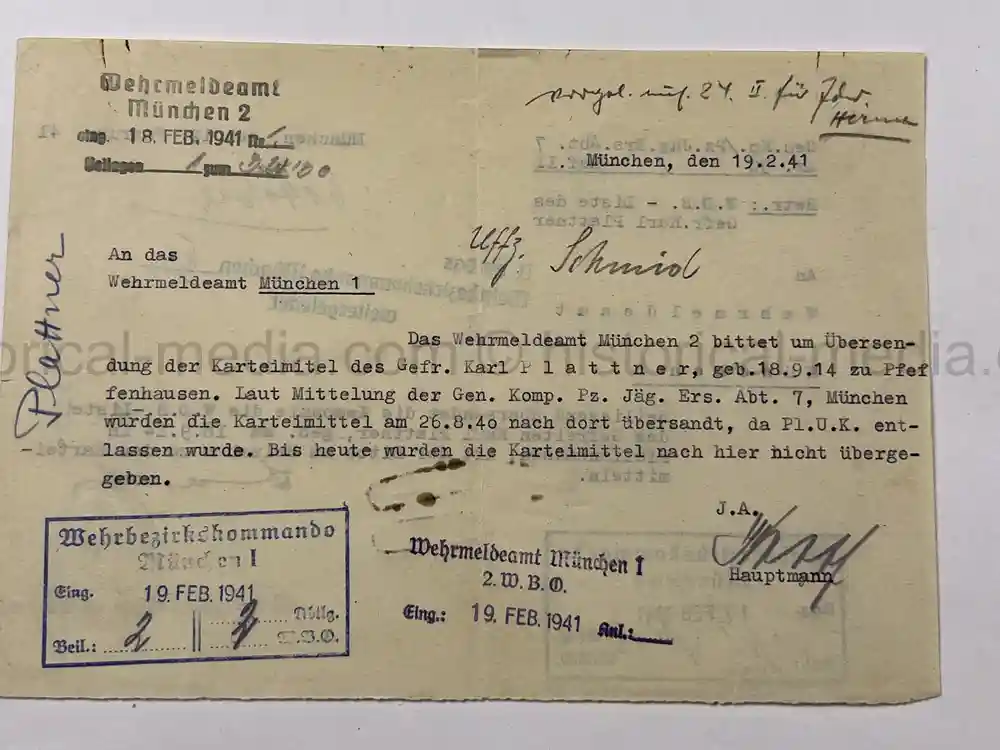 PANZER WEHRSTAMMBUCH & DOCUMENT GROUPING - PANZER REGIMENT 3