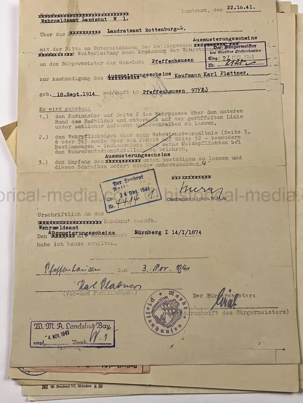 PANZER WEHRSTAMMBUCH & DOCUMENT GROUPING - PANZER REGIMENT 3
