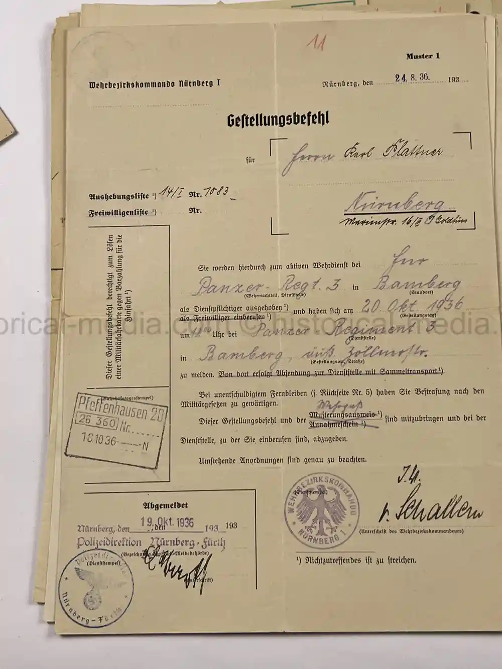 PANZER WEHRSTAMMBUCH & DOCUMENT GROUPING - PANZER REGIMENT 3