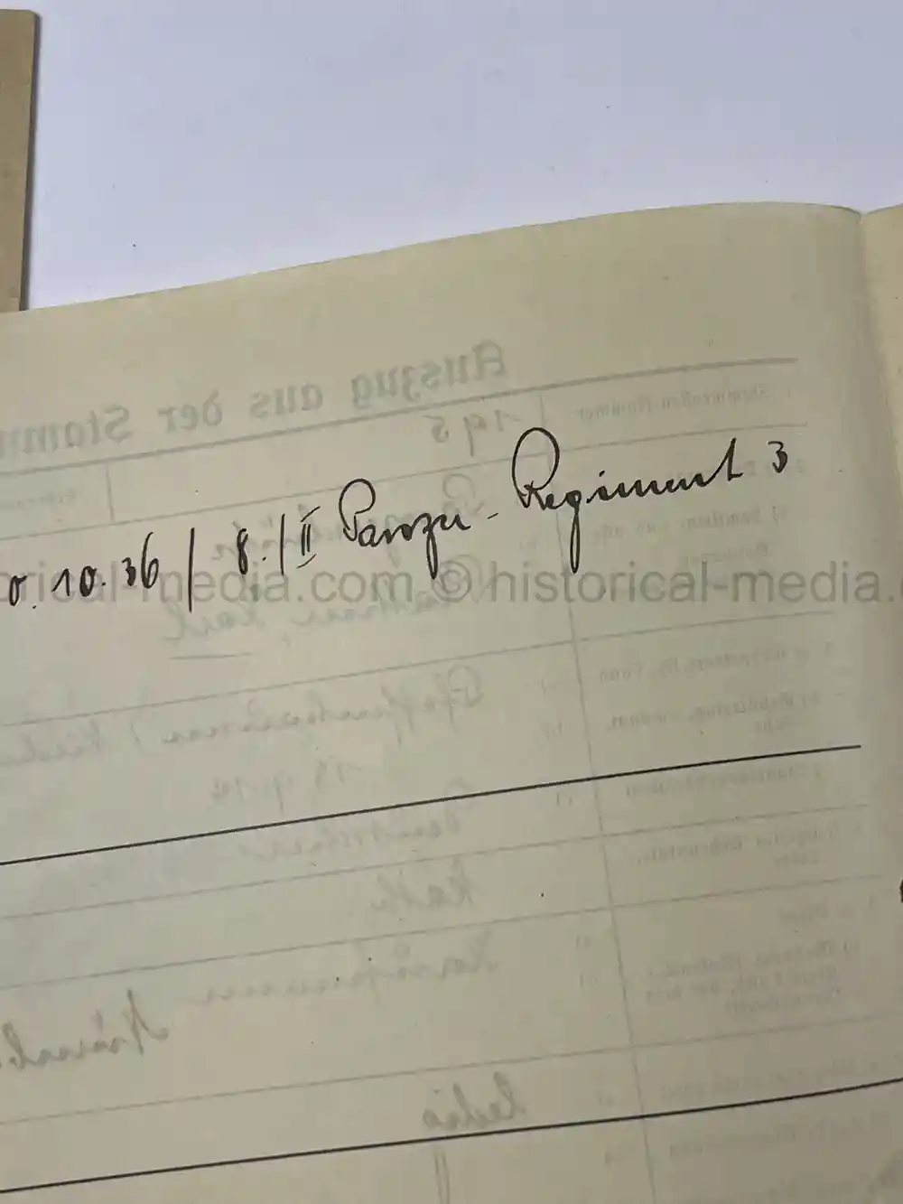 PANZER WEHRSTAMMBUCH & DOCUMENT GROUPING - PANZER REGIMENT 3