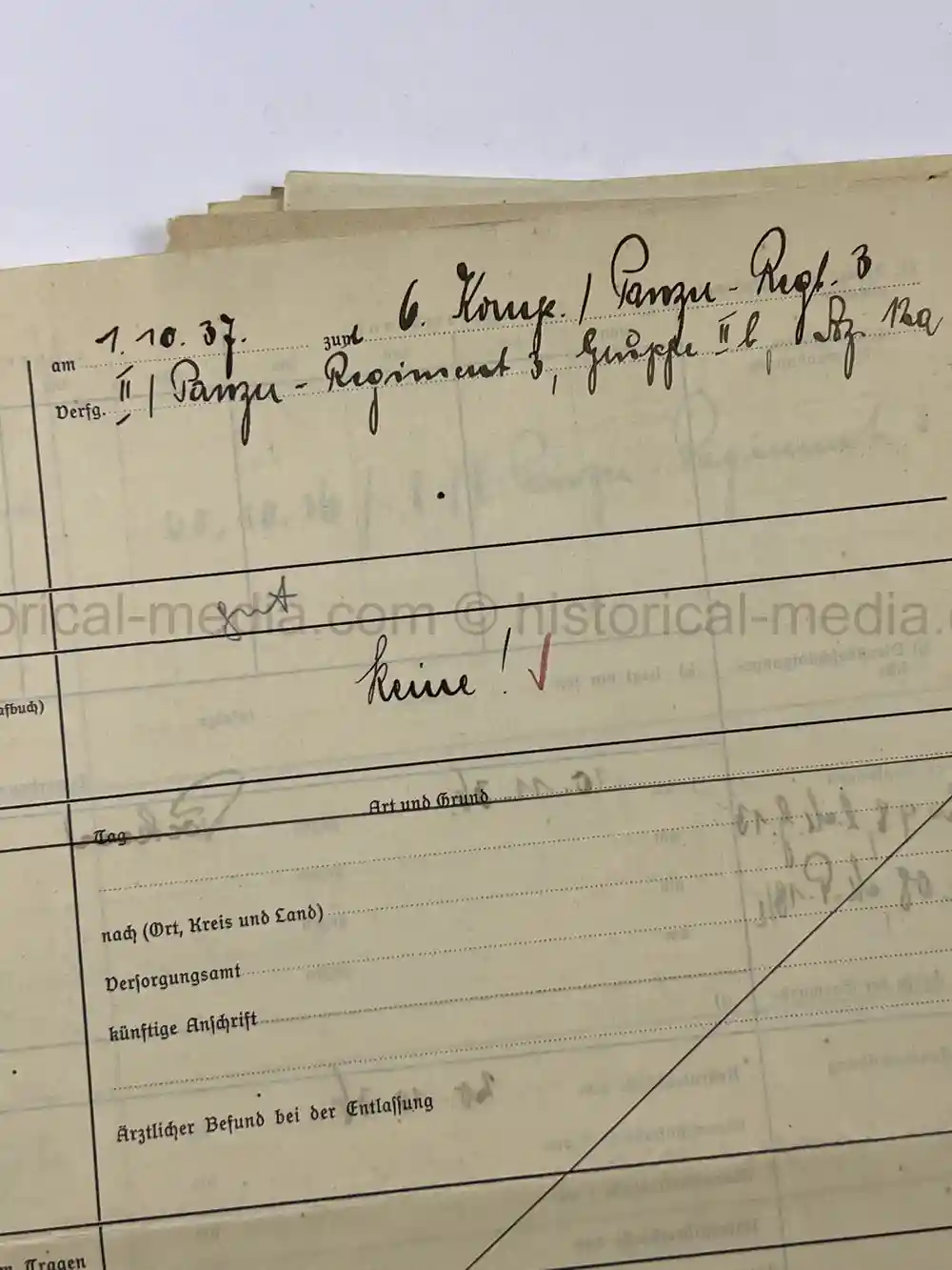 PANZER WEHRSTAMMBUCH & DOCUMENT GROUPING - PANZER REGIMENT 3