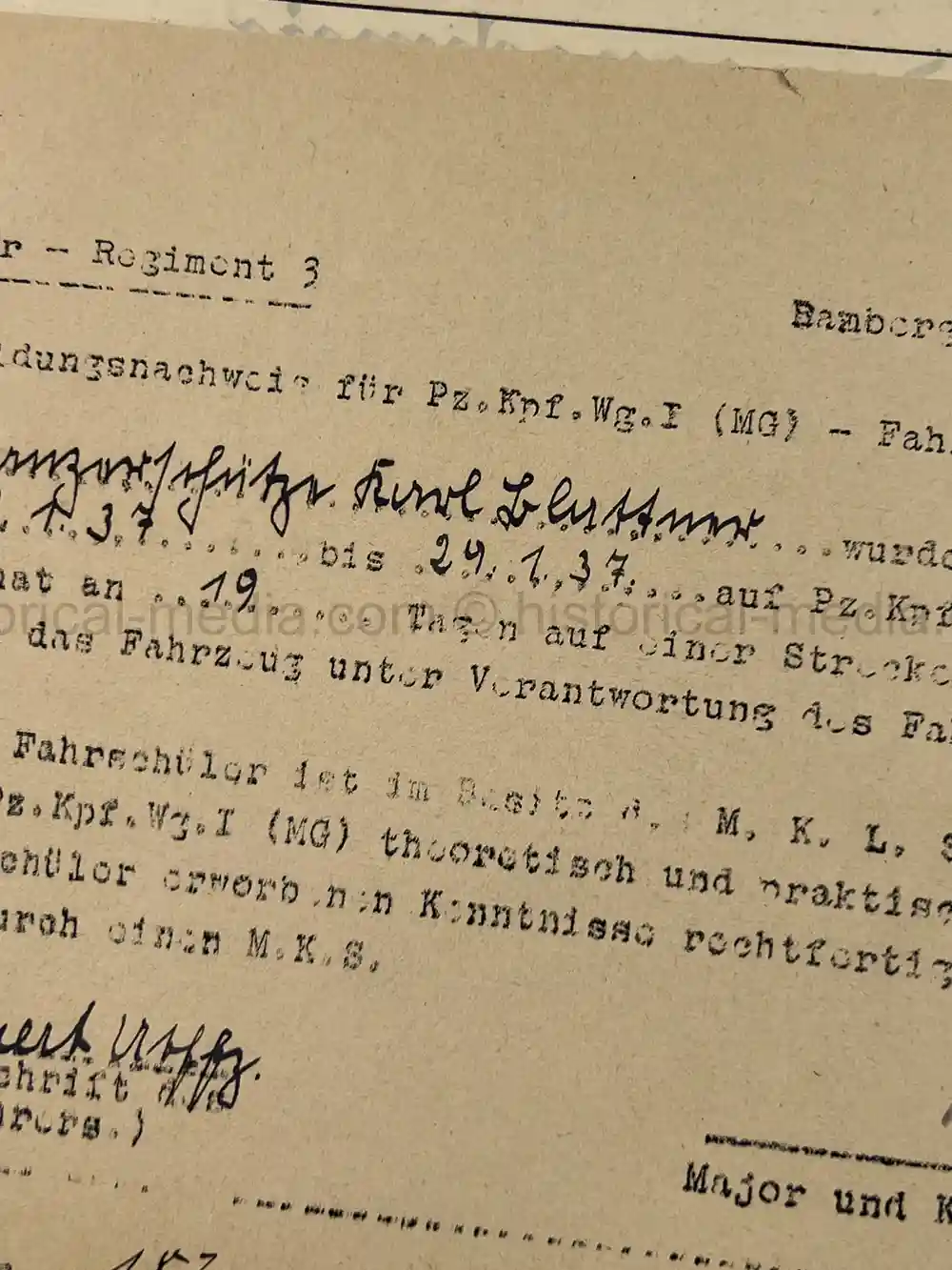 PANZER WEHRSTAMMBUCH & DOCUMENT GROUPING - PANZER REGIMENT 3