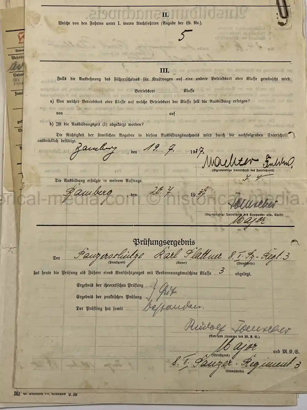 PANZER WEHRSTAMMBUCH & DOCUMENT GROUPING - PANZER REGIMENT 3