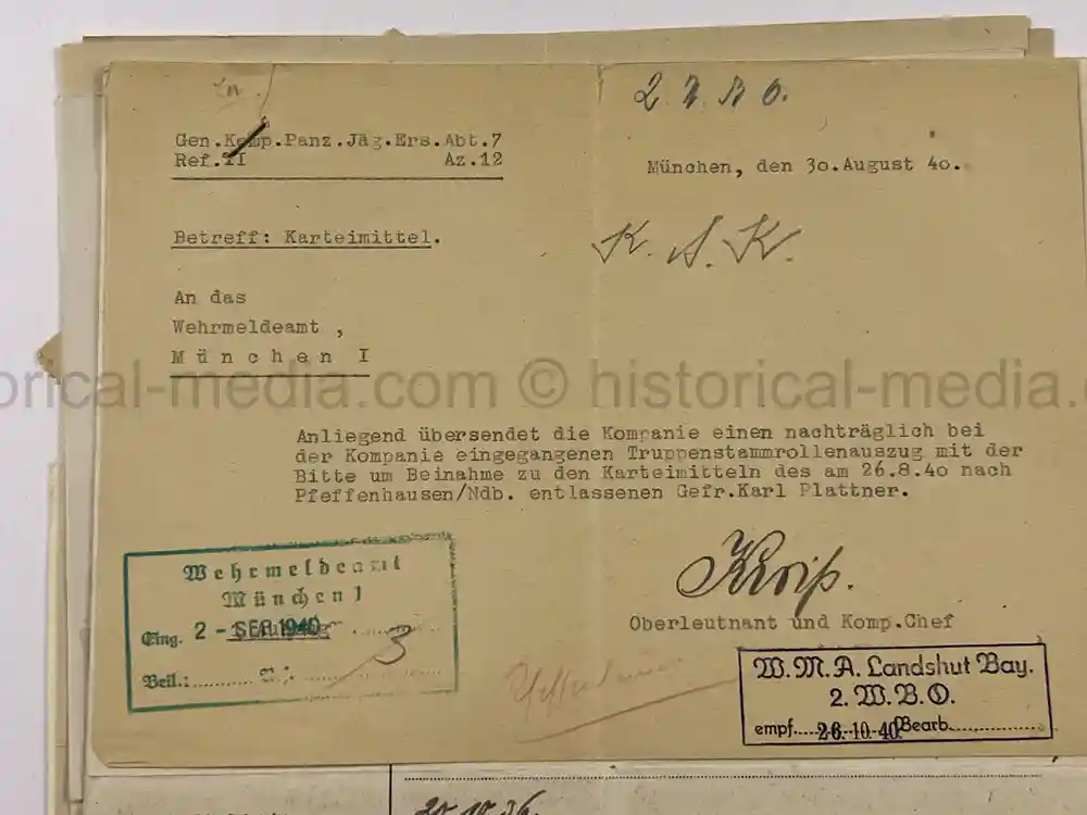 PANZER WEHRSTAMMBUCH & DOCUMENT GROUPING - PANZER REGIMENT 3