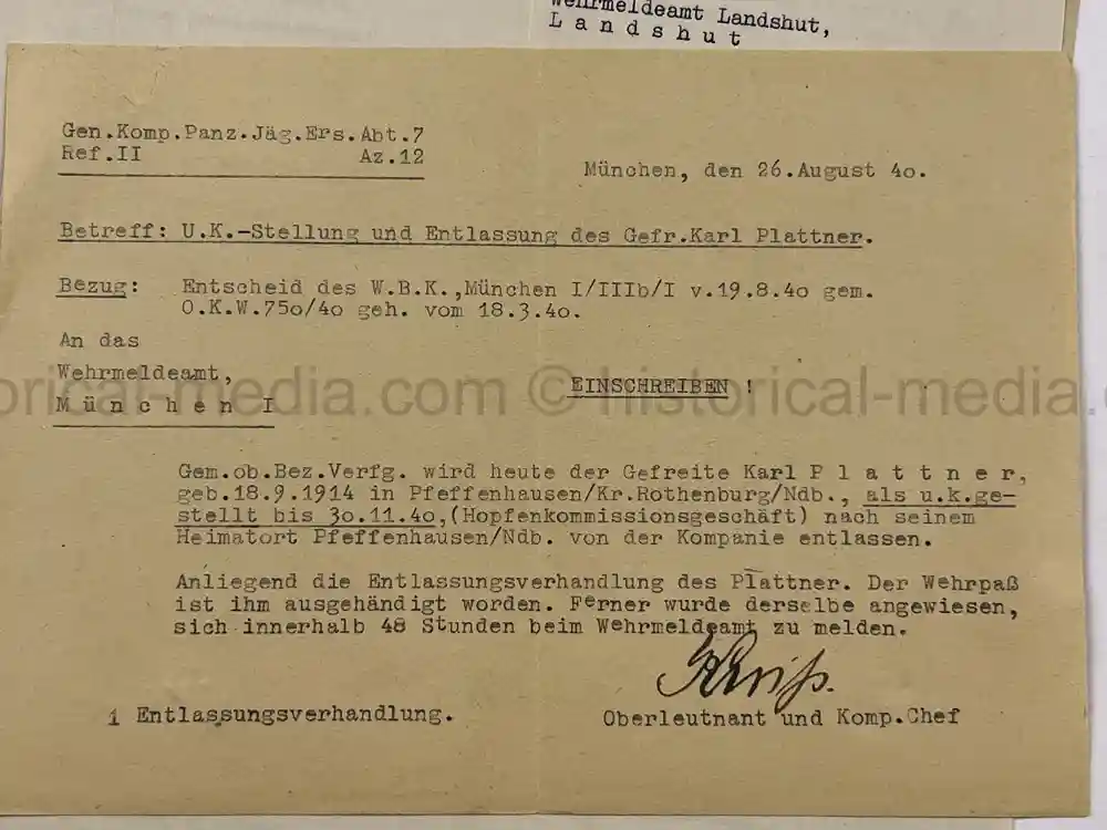 PANZER WEHRSTAMMBUCH & DOCUMENT GROUPING - PANZER REGIMENT 3