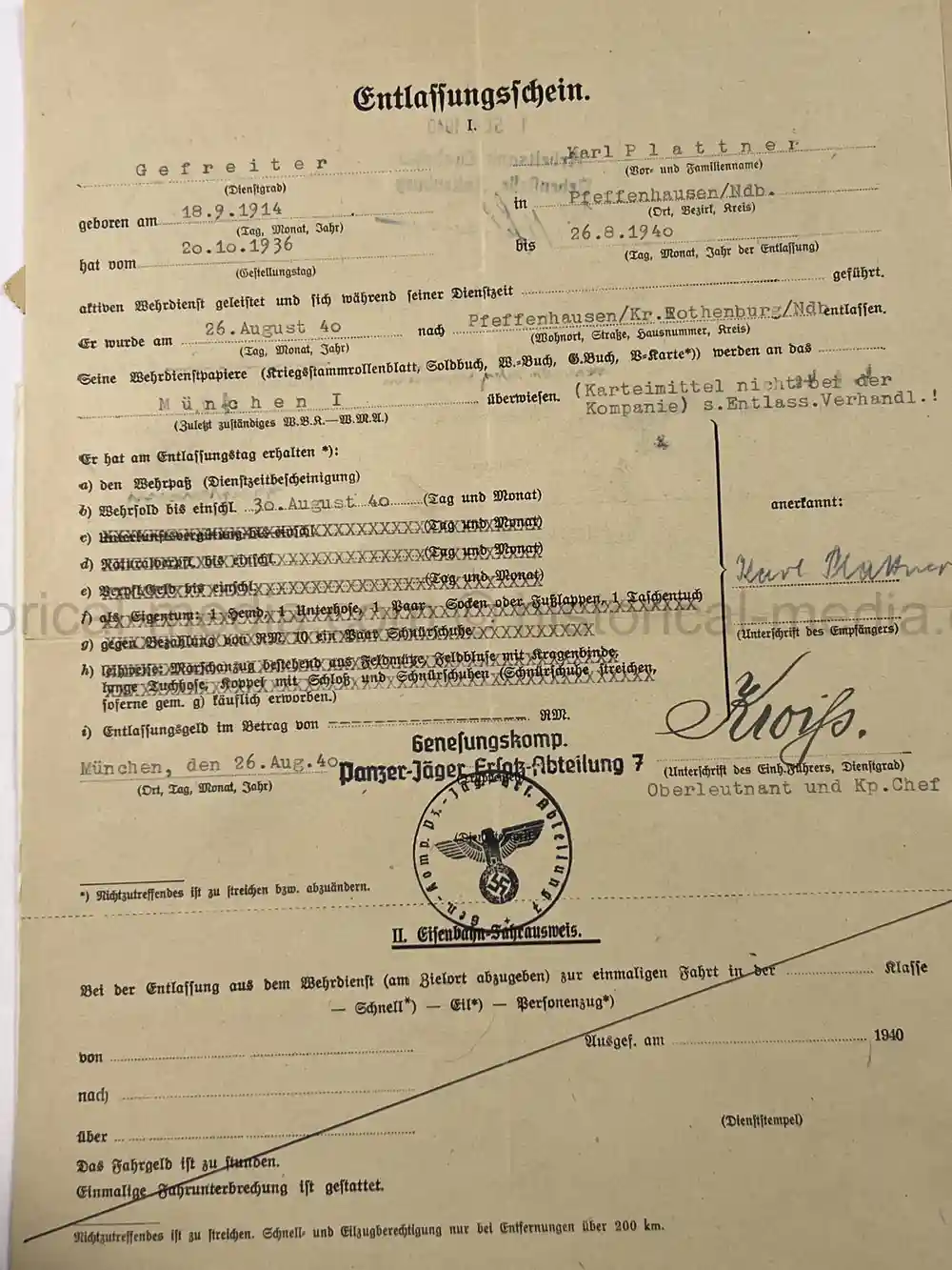 PANZER WEHRSTAMMBUCH & DOCUMENT GROUPING - PANZER REGIMENT 3