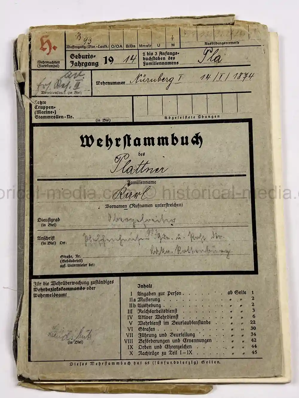 PANZER WEHRSTAMMBUCH & DOCUMENT GROUPING - PANZER REGIMENT 3