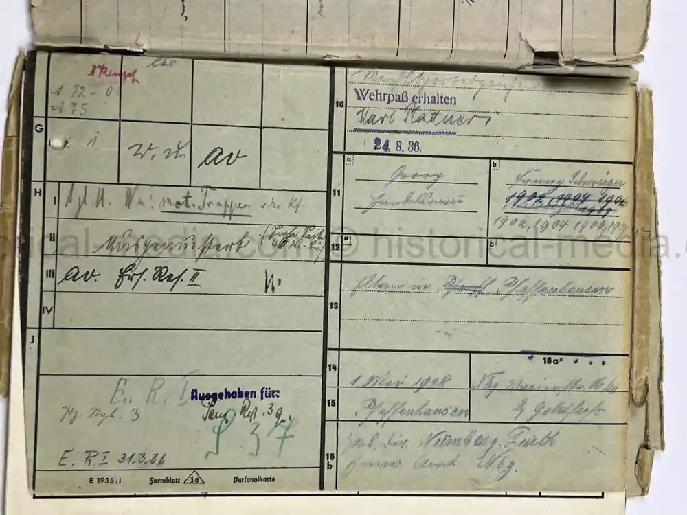PANZER WEHRSTAMMBUCH & DOCUMENT GROUPING - PANZER REGIMENT 3