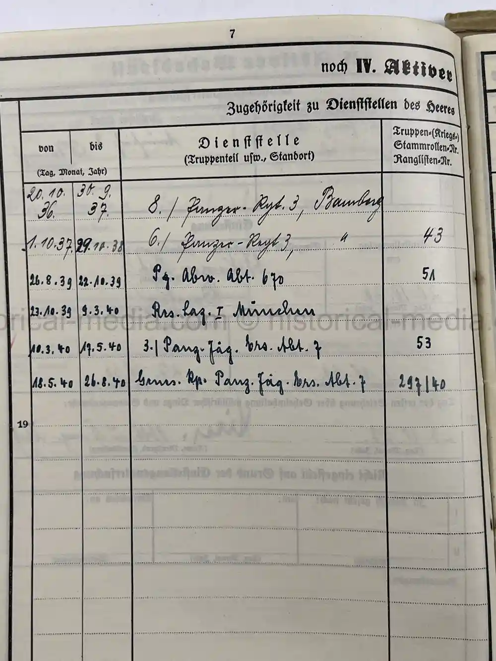PANZER WEHRSTAMMBUCH & DOCUMENT GROUPING - PANZER REGIMENT 3