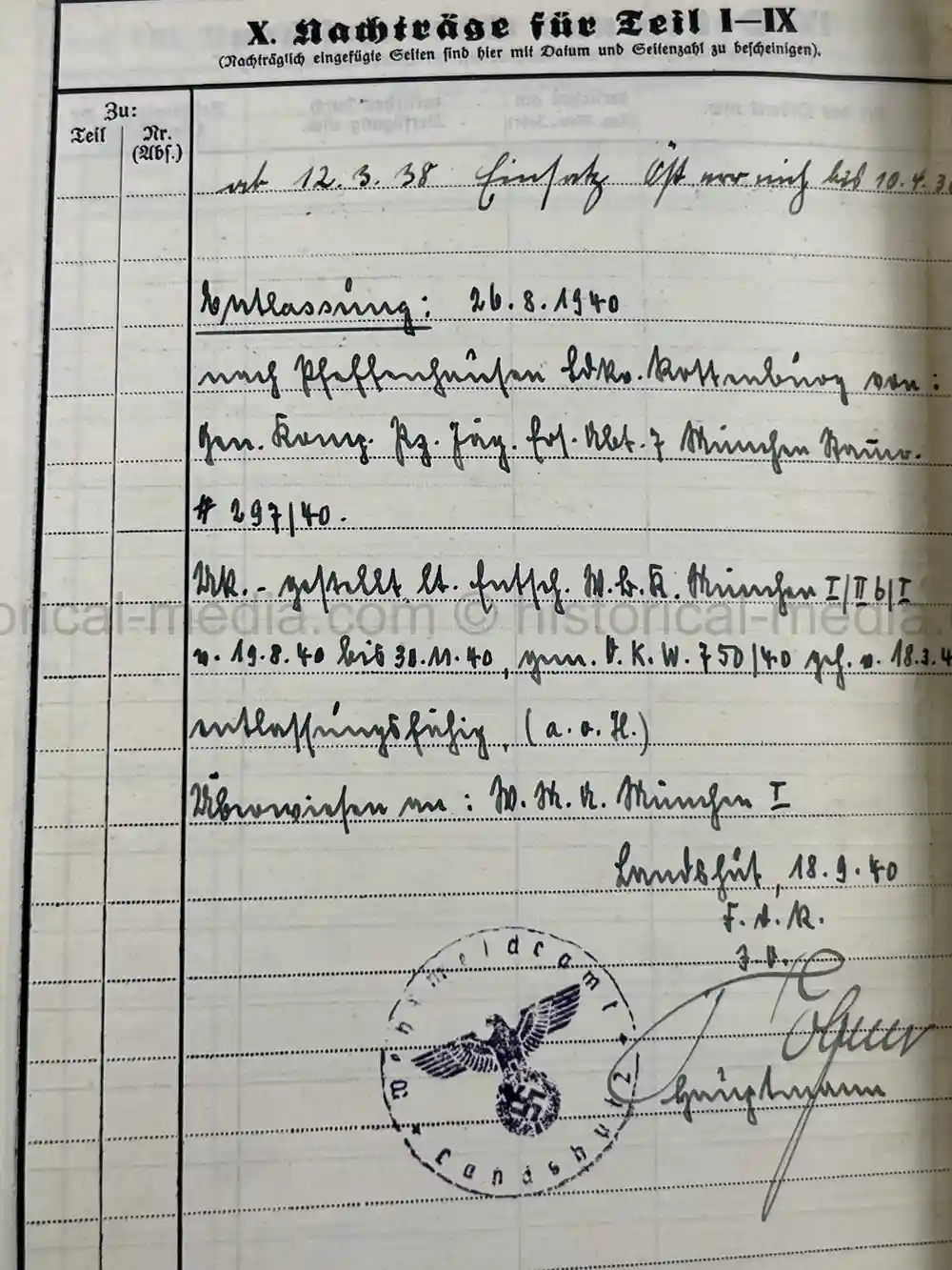 PANZER WEHRSTAMMBUCH & DOCUMENT GROUPING - PANZER REGIMENT 3