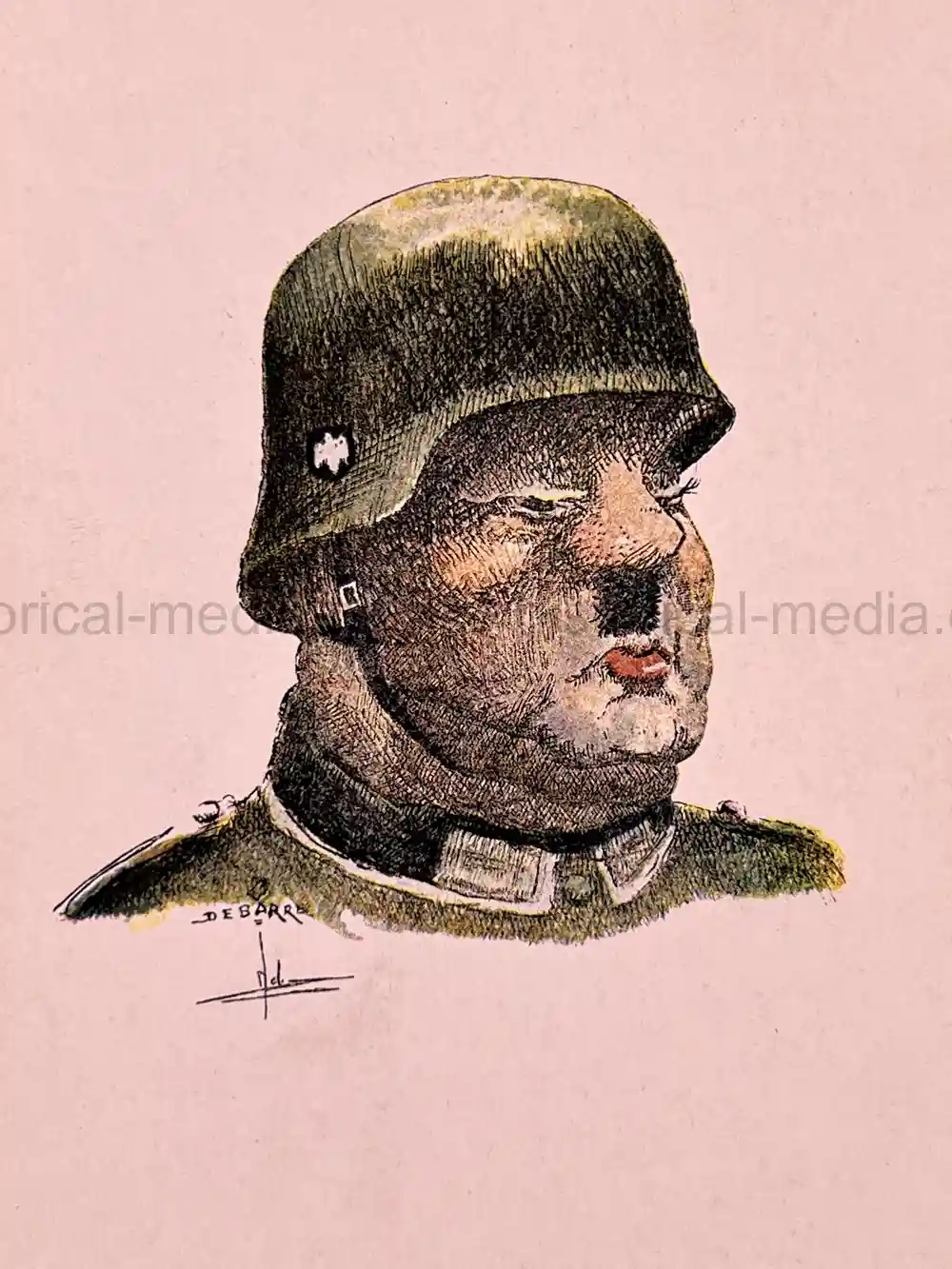 SET OF 11 VINTAGE RARE WWII GERMAN CARICATURES BY DEBARRE 1944