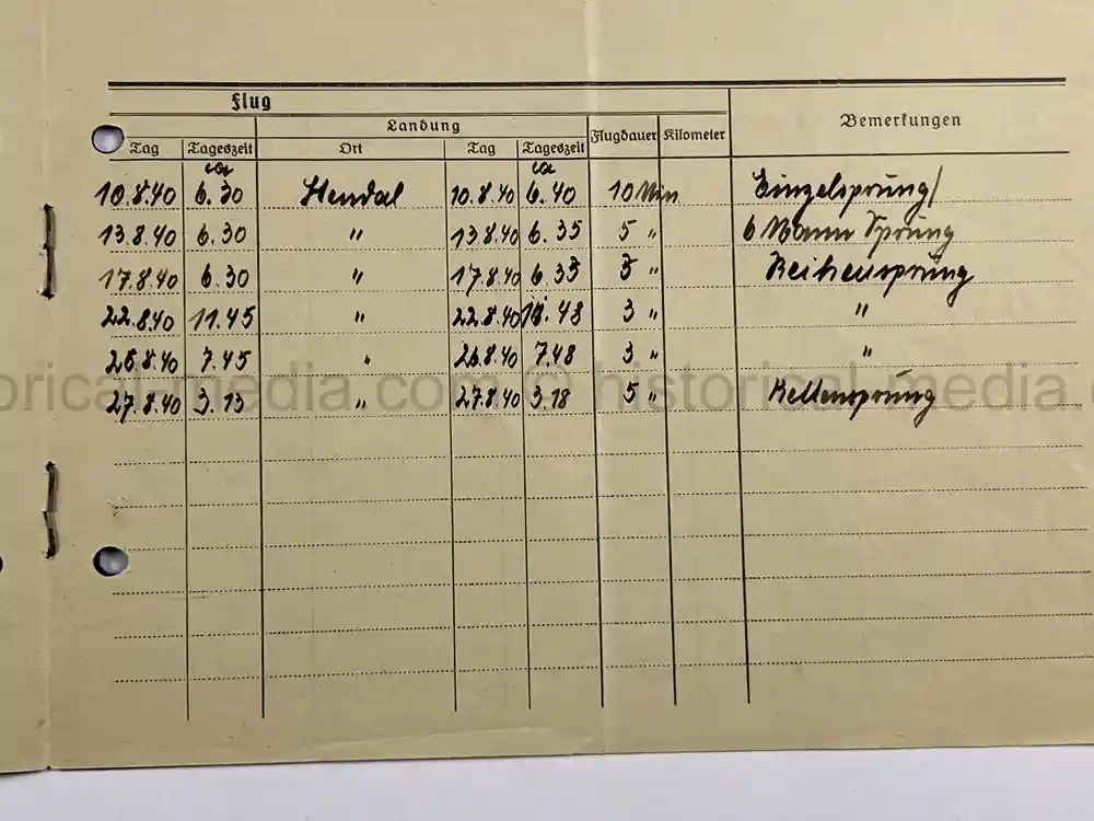 RARE FALLSCHIRMJÄGER JUMP QUALIFICATION FLUGBUCH