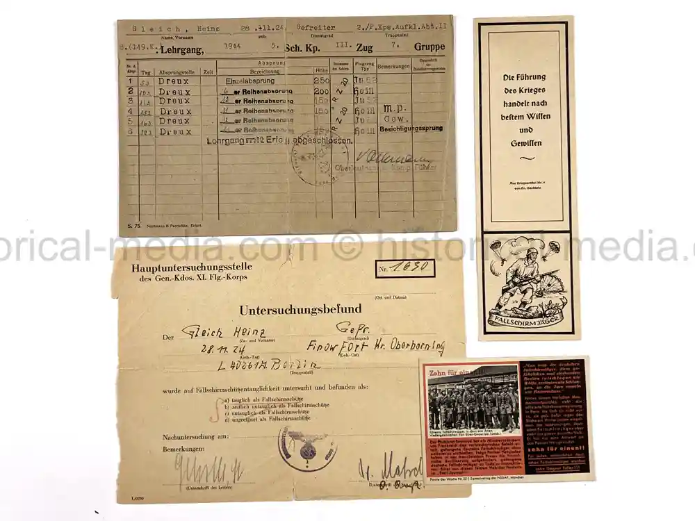 RARE FALLSCHIRMJÄGER DOCUMENT GROUPING - JUMP QUALIFICATION FLUGBUCH