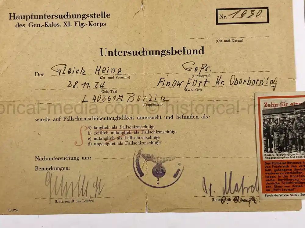 RARE FALLSCHIRMJÄGER DOCUMENT GROUPING - JUMP QUALIFICATION FLUGBUCH