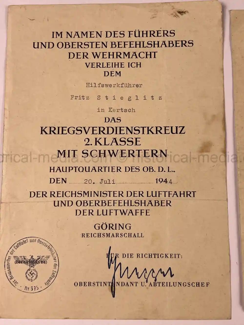 WWII GERMAN PHOTO & DOCUMENT GROUPING - JAGD KOMMANDO 3