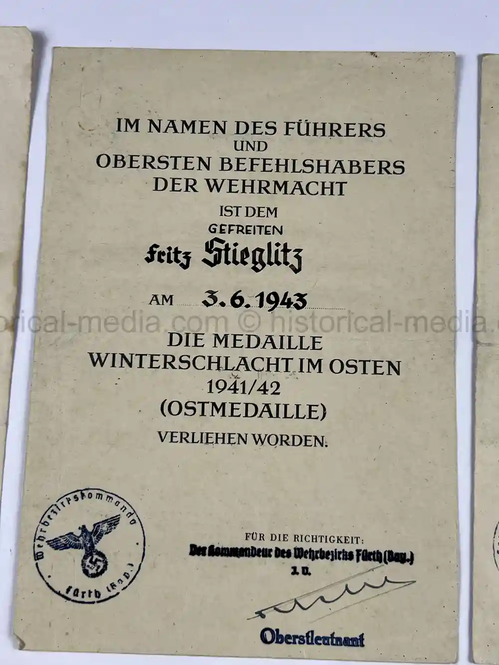 WWII GERMAN PHOTO & DOCUMENT GROUPING - JAGD KOMMANDO 3