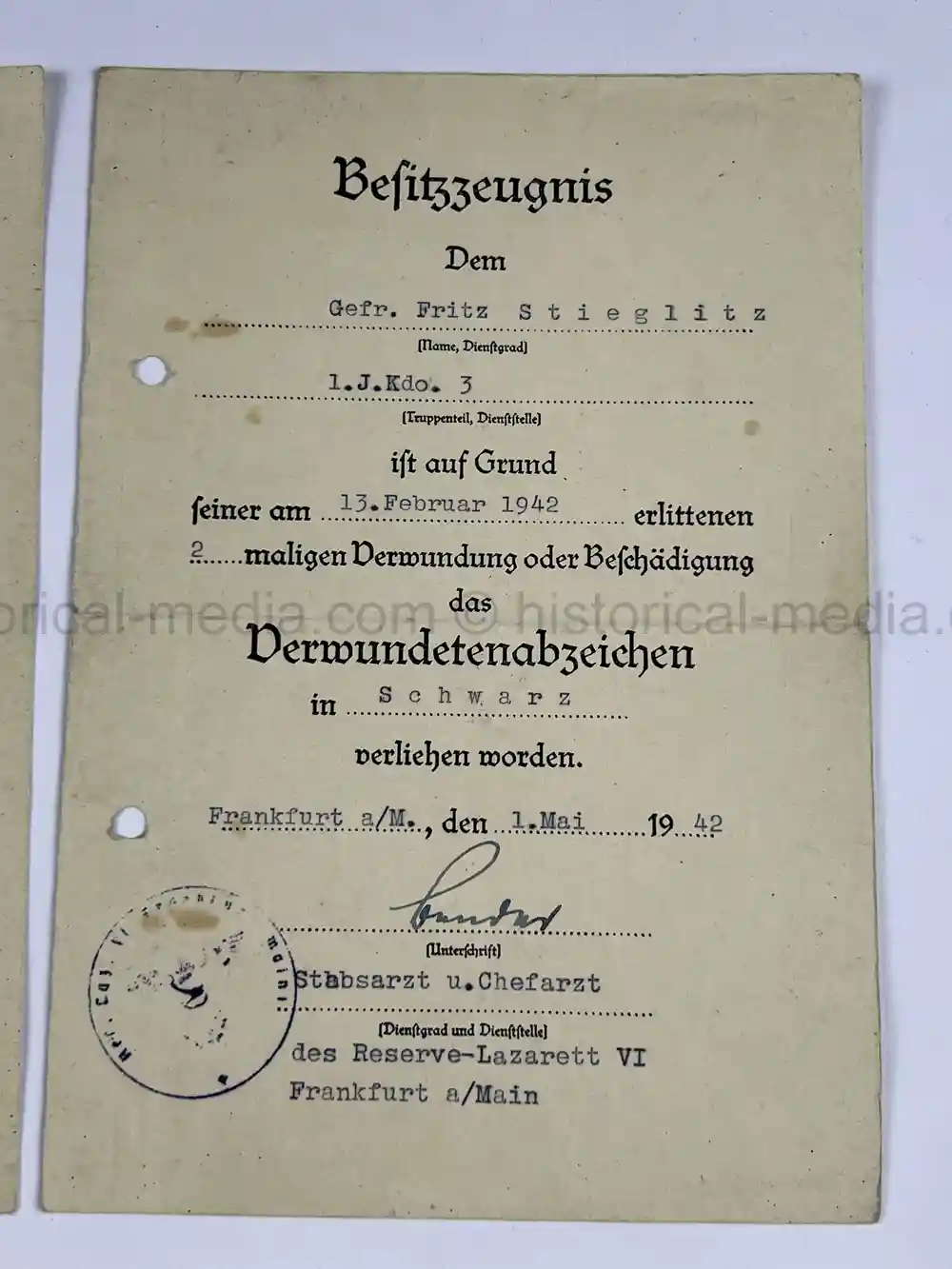 WWII GERMAN PHOTO & DOCUMENT GROUPING - JAGD KOMMANDO 3