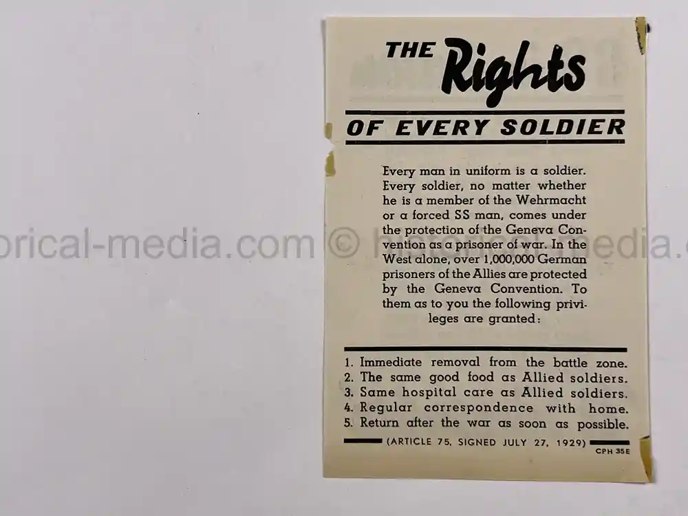 ULTRA RARE WAFFEN SS-THEMED ALLIED PROPAGANDA LEAFLET