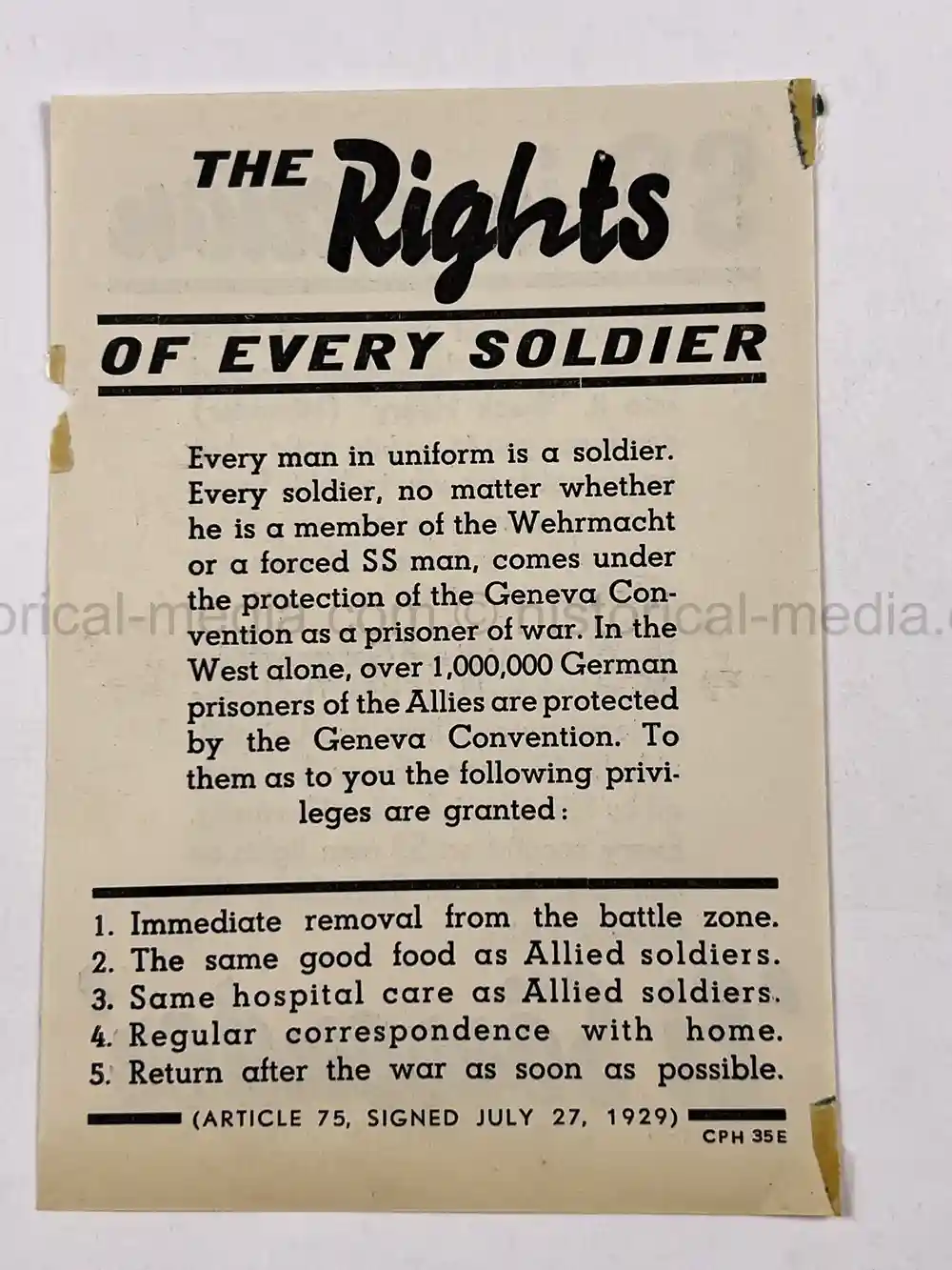 ULTRA RARE WAFFEN SS-THEMED ALLIED PROPAGANDA LEAFLET