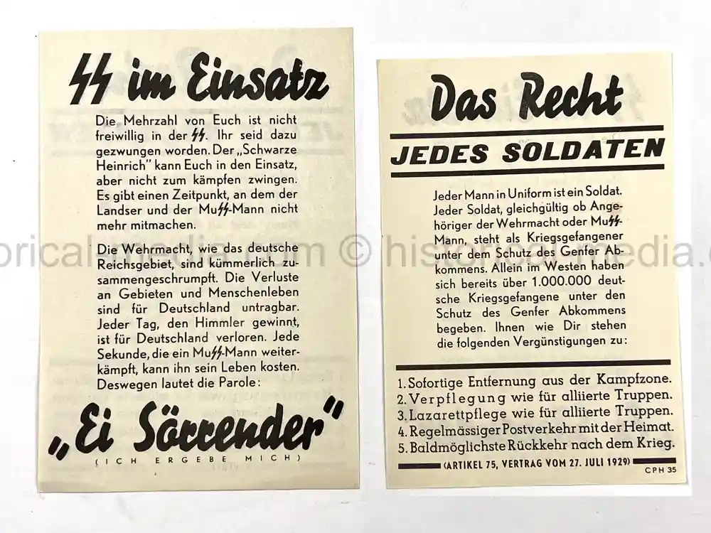 ULTRA RARE WAFFEN SS-THEMED ALLIED PROPAGANDA LEAFLET