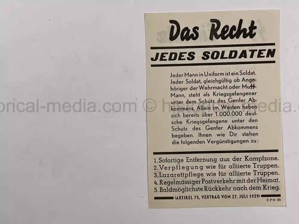 ULTRA RARE WAFFEN SS-THEMED ALLIED PROPAGANDA LEAFLET