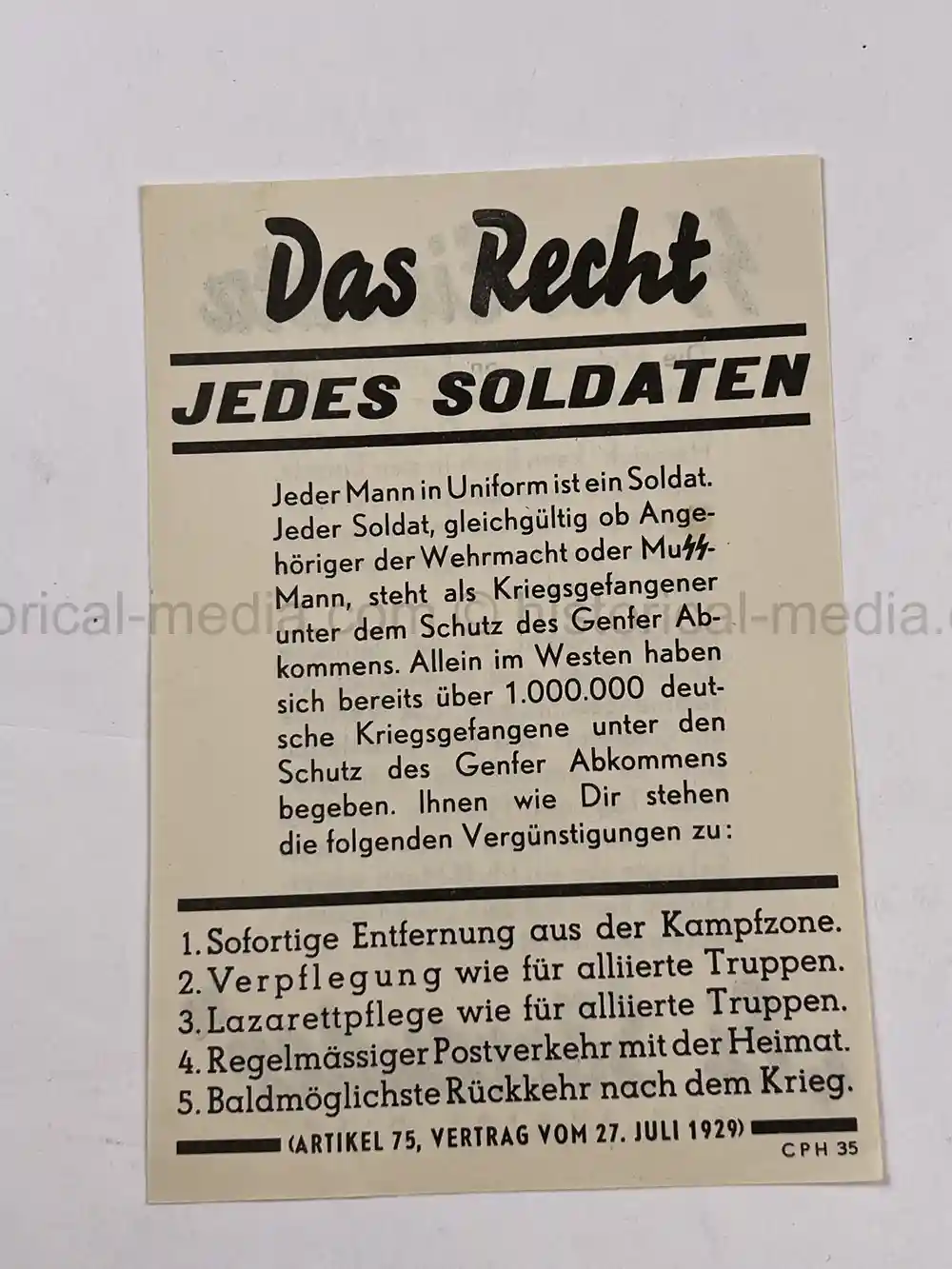 ULTRA RARE WAFFEN SS-THEMED ALLIED PROPAGANDA LEAFLET
