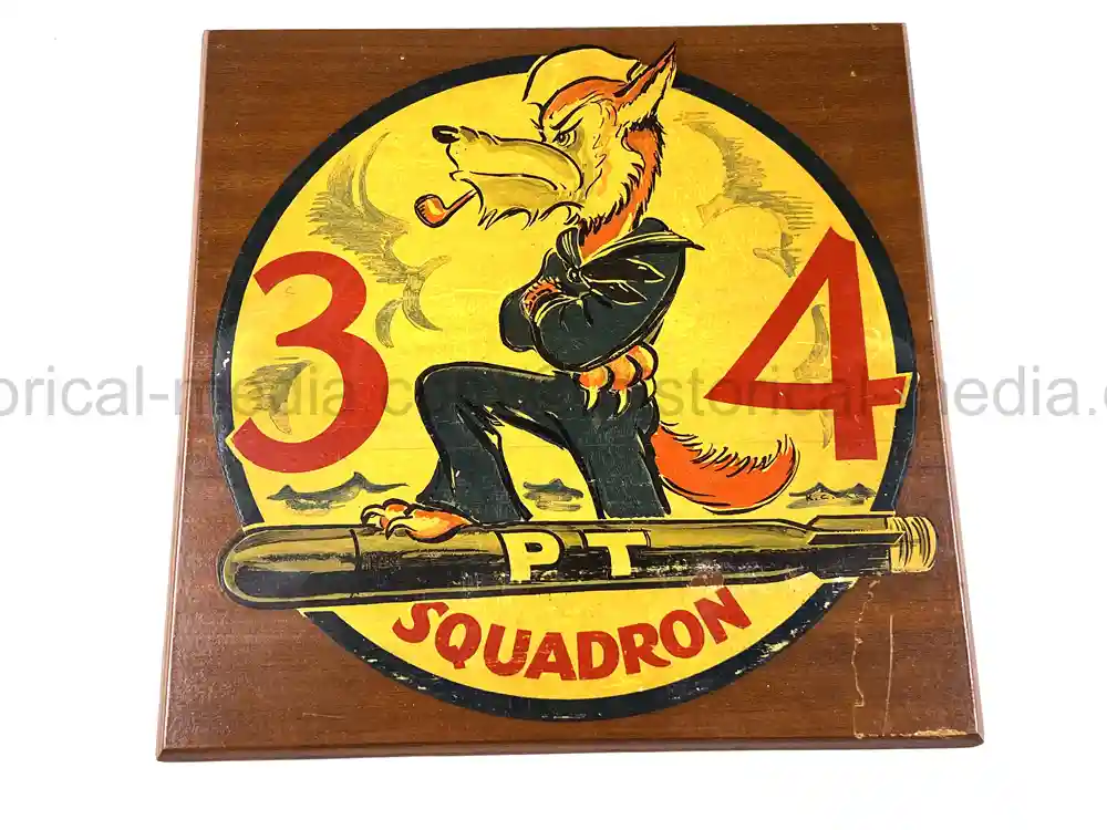 SUPER RARE ORIGINAL WARTIME PT SQUADRON 34 UNIT PLAQUE!