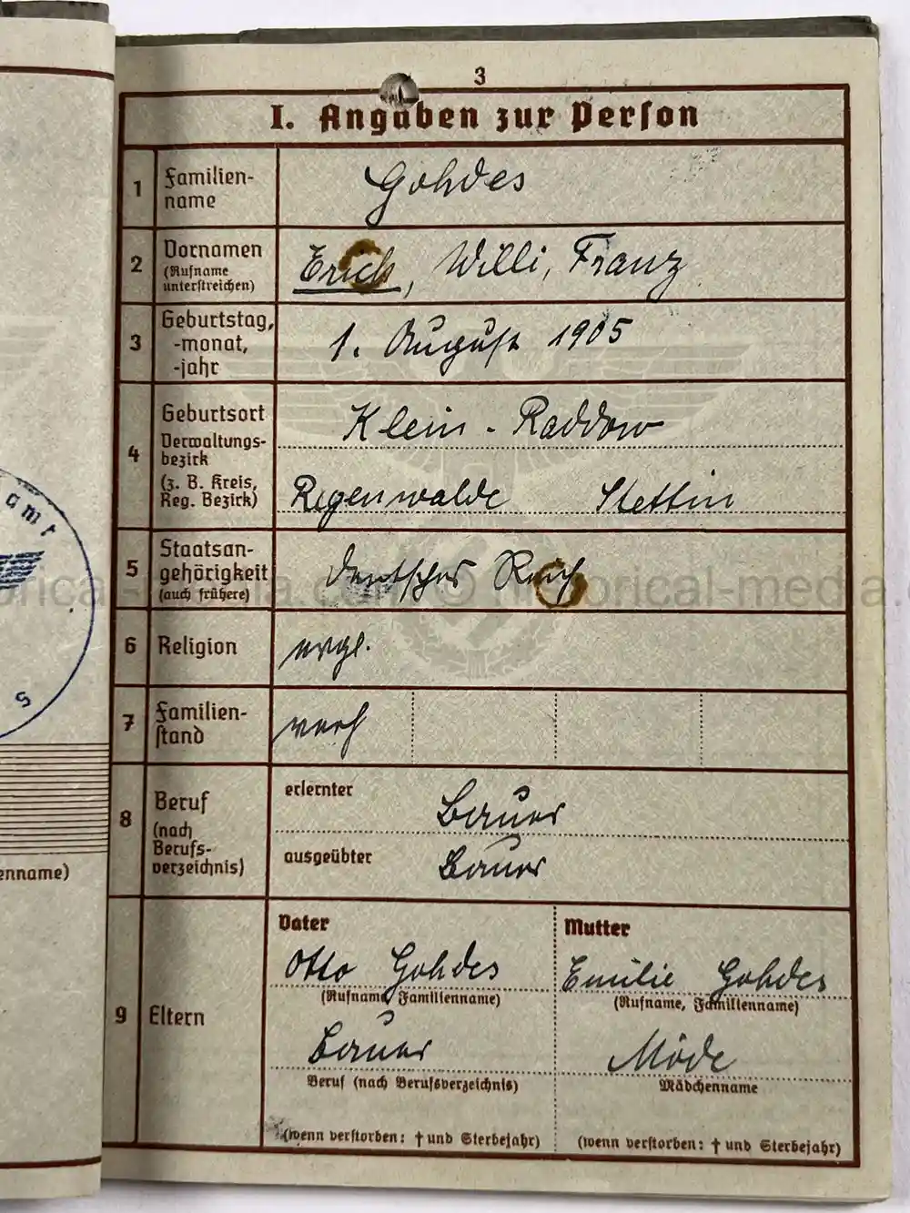 WAFFEN-SS WEHRPASS - CONCENTRATION CAMP GUARD - V-WEAPONS MITTELWERKE 