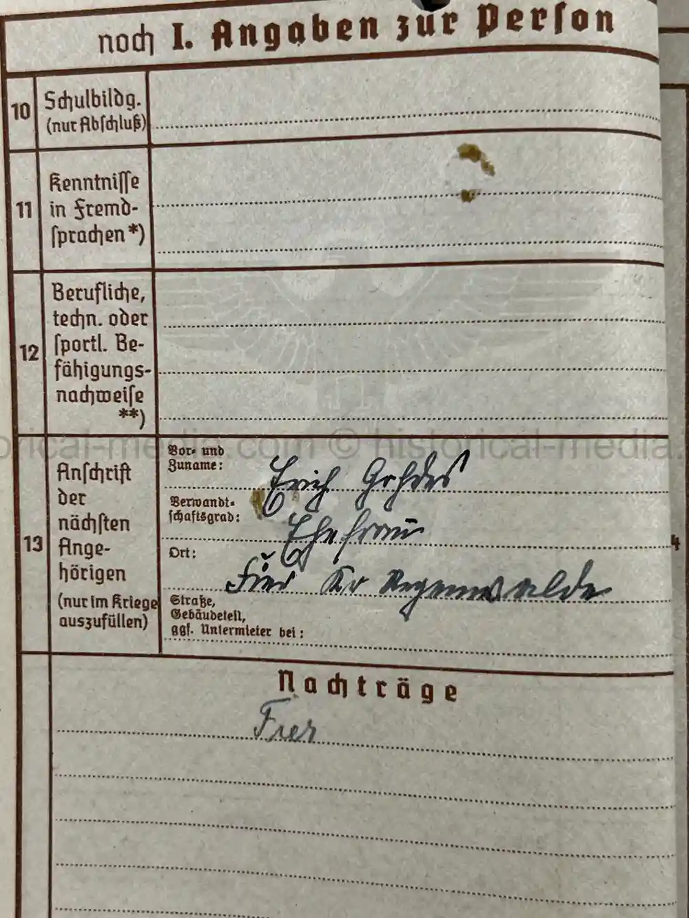 WAFFEN-SS WEHRPASS - CONCENTRATION CAMP GUARD - V-WEAPONS MITTELWERKE 