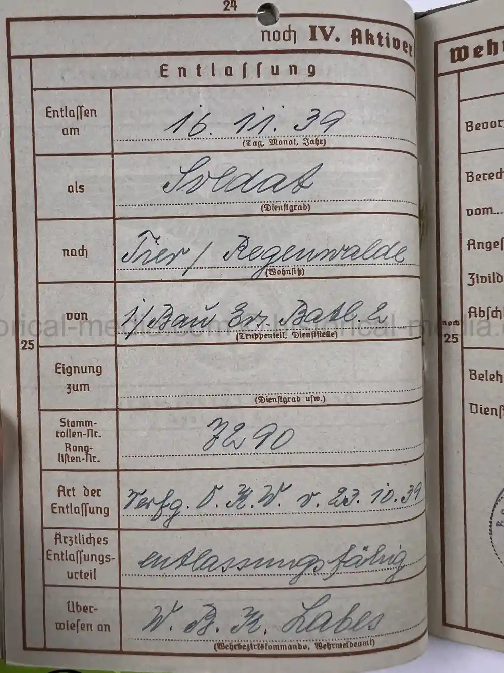 WAFFEN-SS WEHRPASS - CONCENTRATION CAMP GUARD - V-WEAPONS MITTELWERKE 