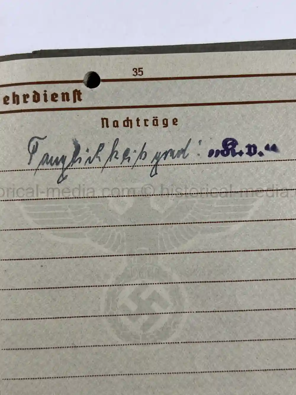 WAFFEN-SS WEHRPASS - CONCENTRATION CAMP GUARD - V-WEAPONS MITTELWERKE 