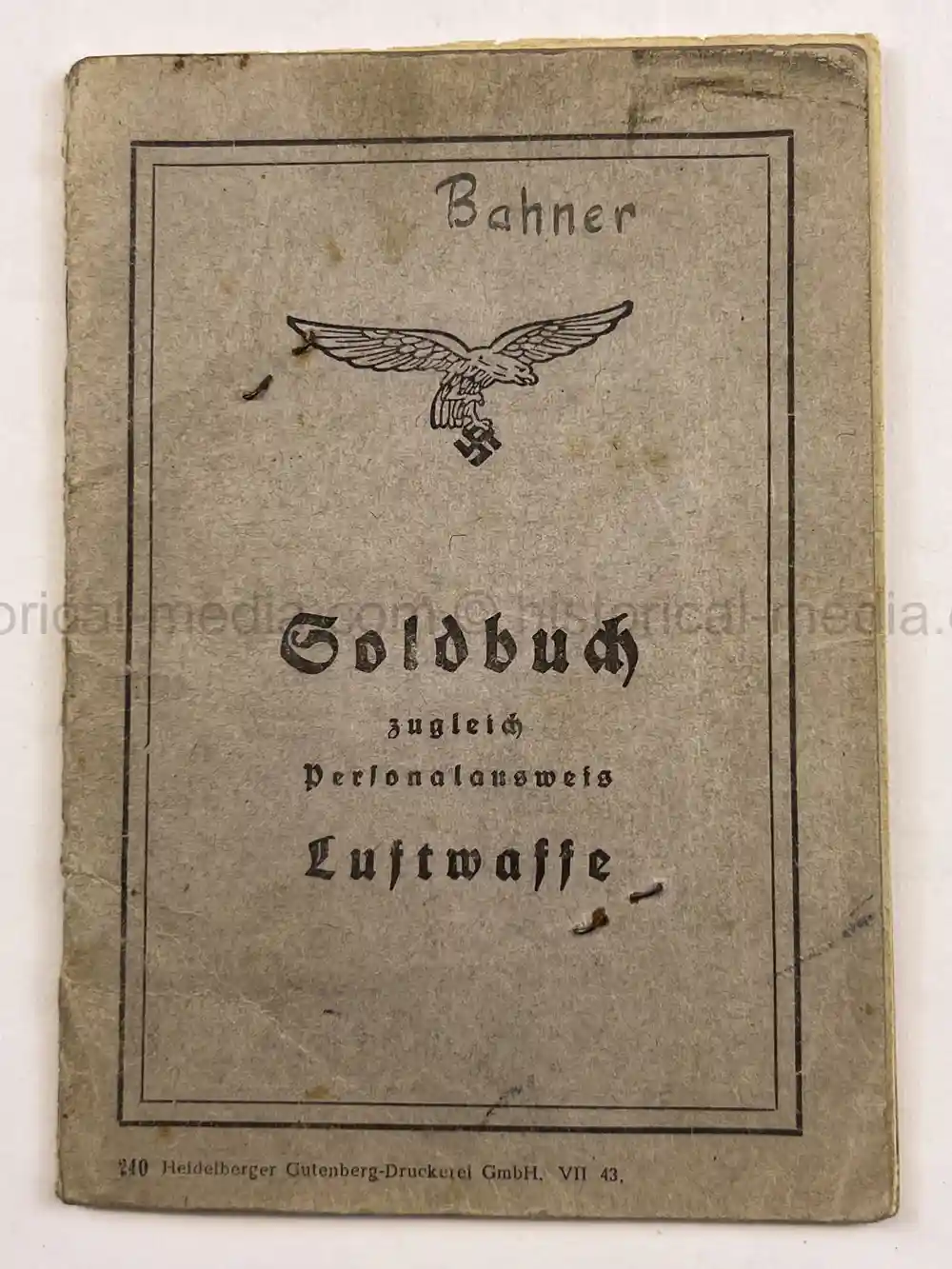 LUFTWAFFE WEHRPASS & SOLDBUCH - BELGIUM, NORMANDY - 1944