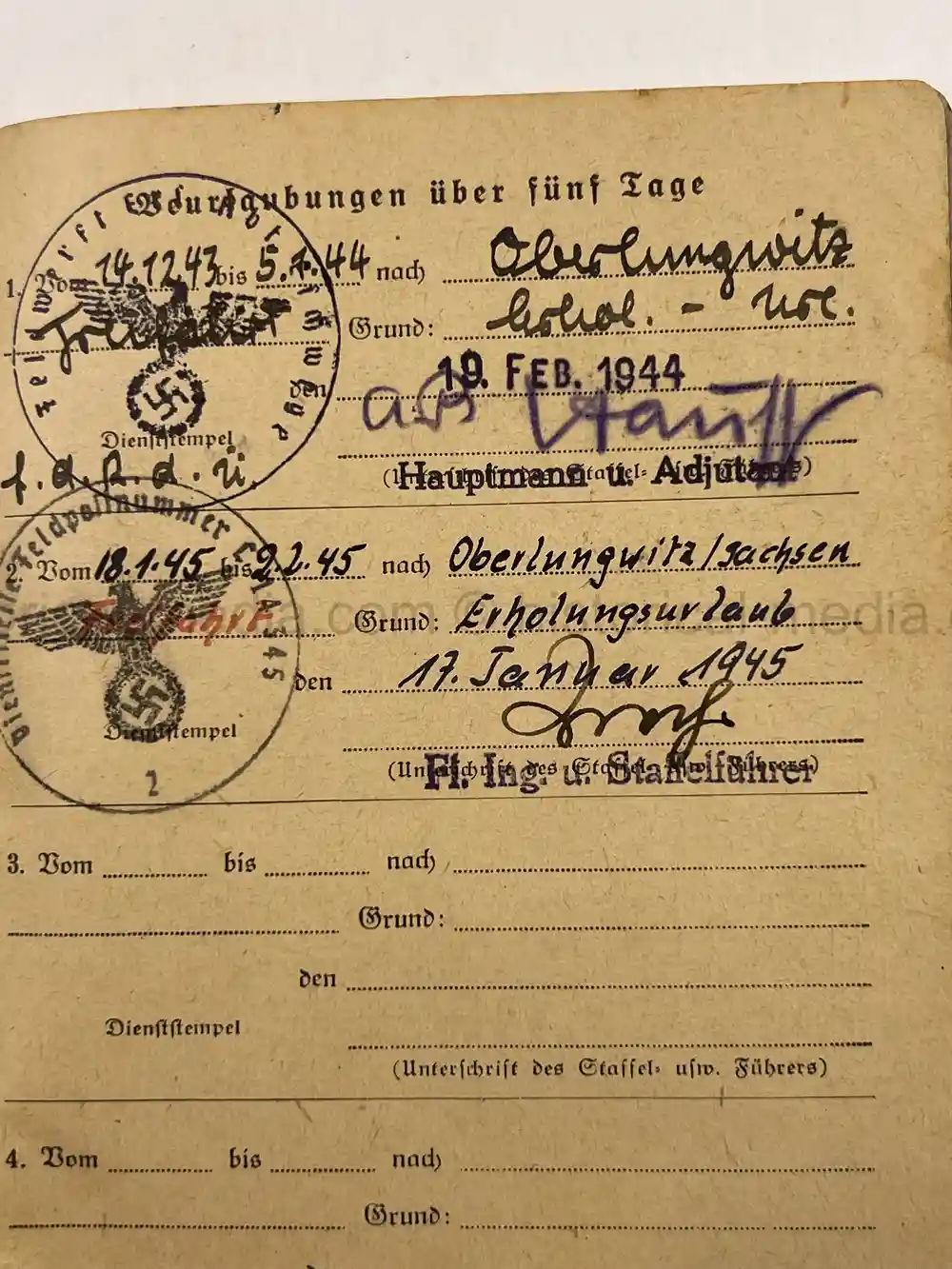 LUFTWAFFE WEHRPASS & SOLDBUCH - BELGIUM, NORMANDY - 1944