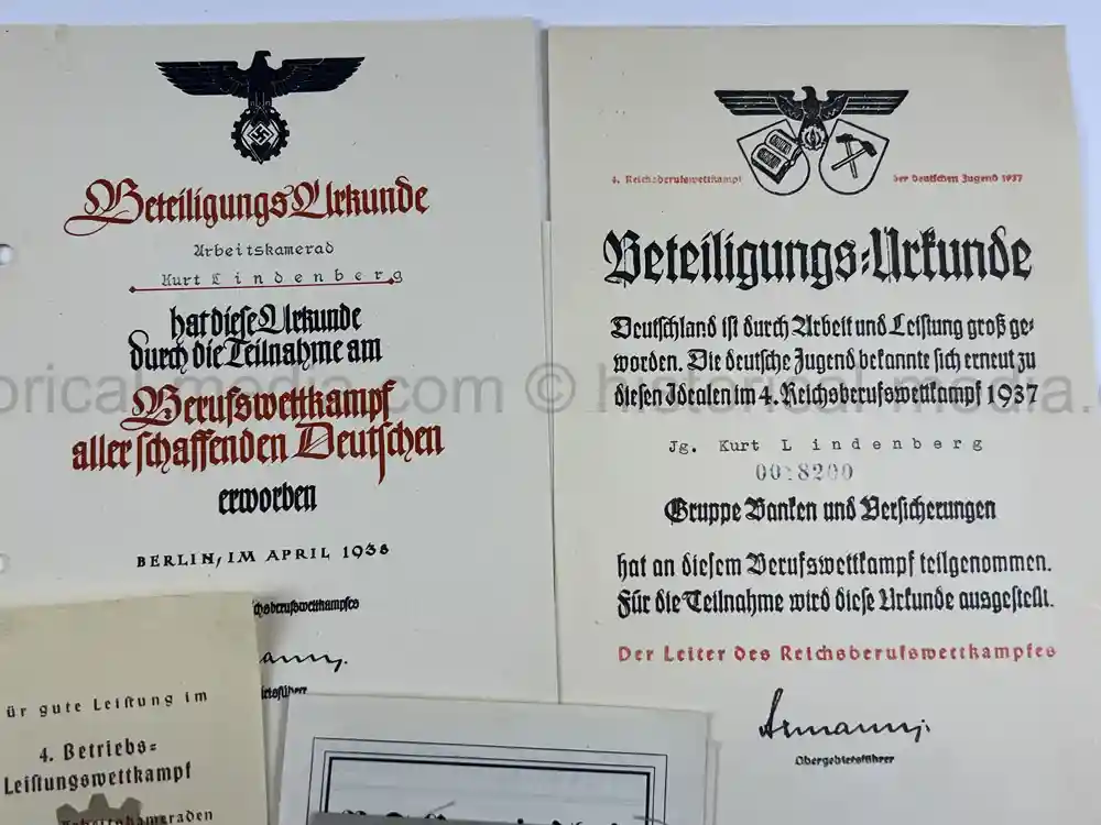 THIRD REICH DOCUMENT GROUPING - HITLER JUGEND, RAD, SPORT THIRD REICH DOCUMENT GROUPING - HITLER JUGEND, RAD, SPORT