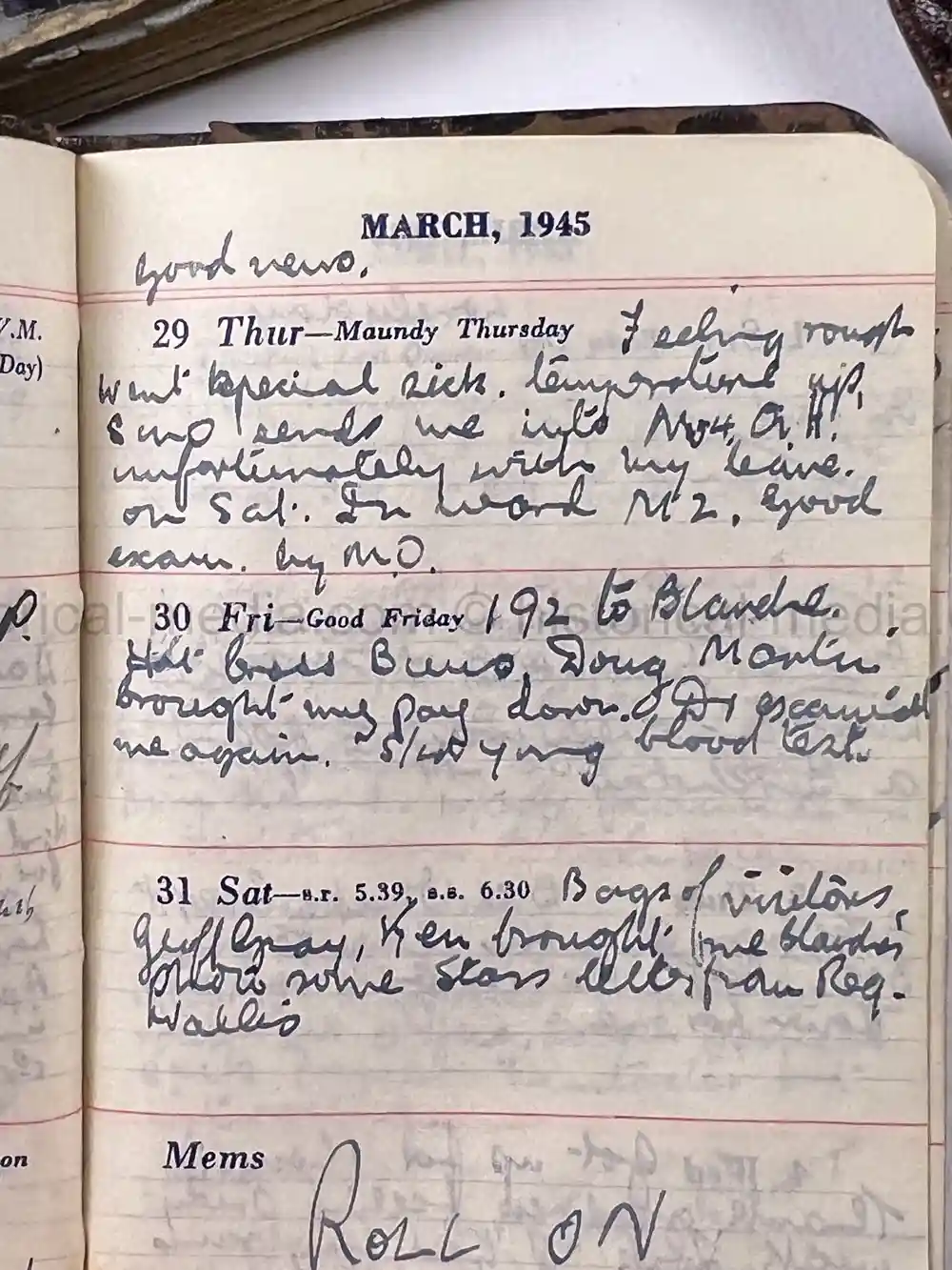 BRITISH WWII DIARY GROUPING - ITALY