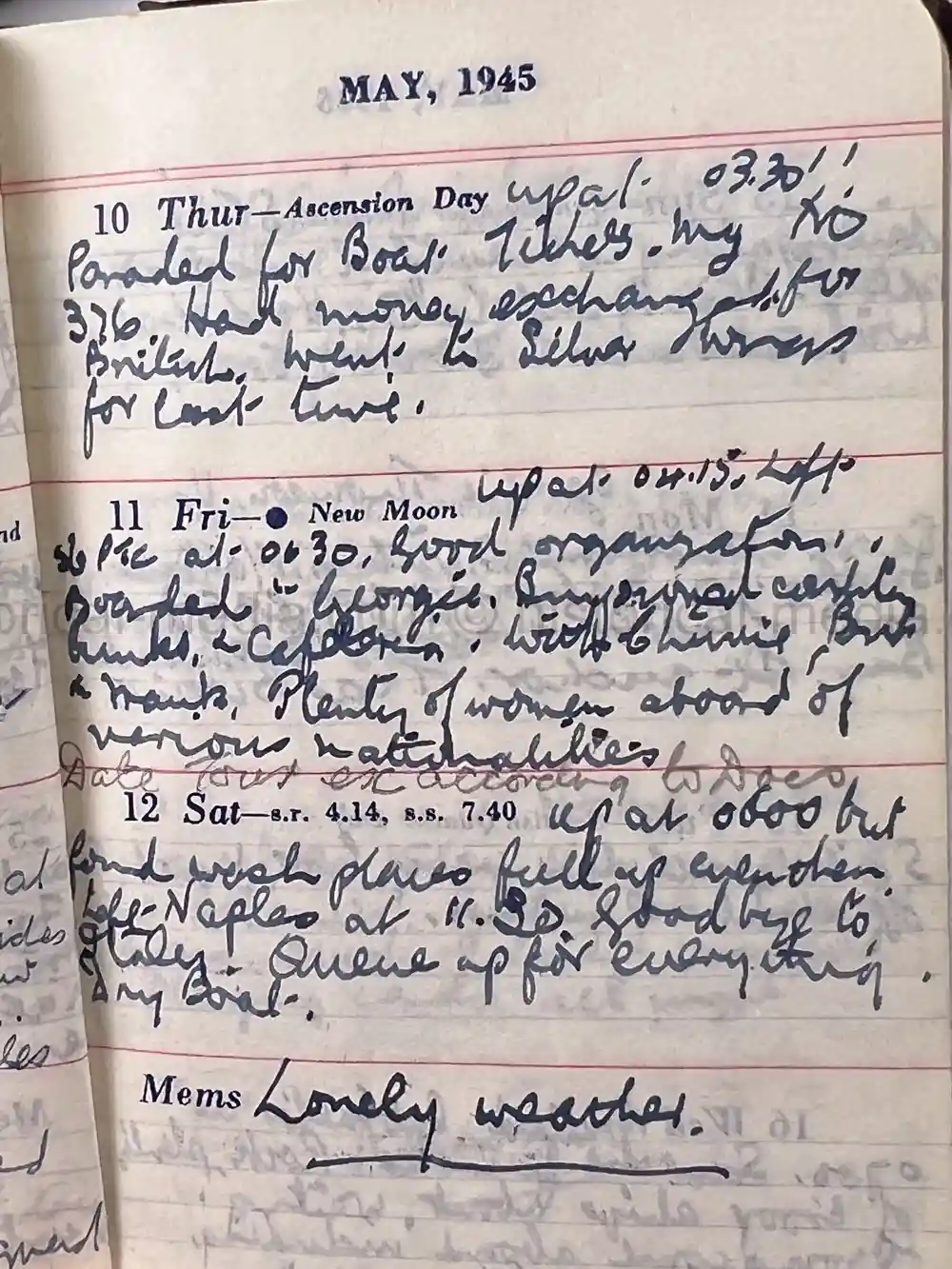 BRITISH WWII DIARY GROUPING - ITALY