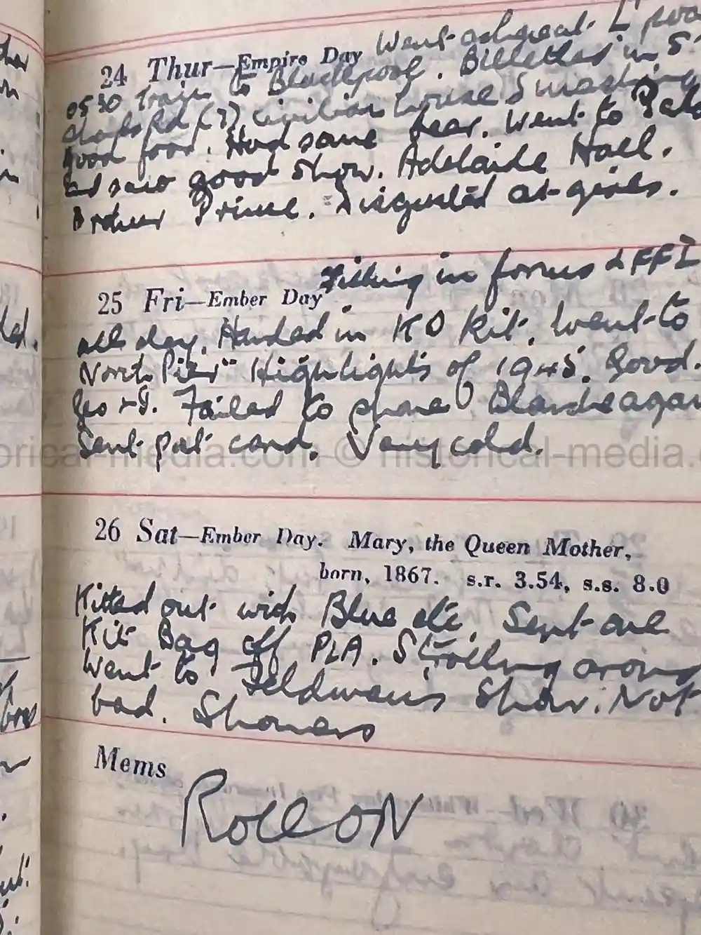 BRITISH WWII DIARY GROUPING - ITALY