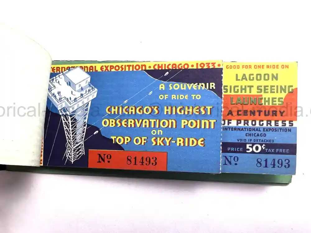 1933 WORLDS FAIR IN CHICAGO EPHEMERA & TICKET GROUPING - ART DECO