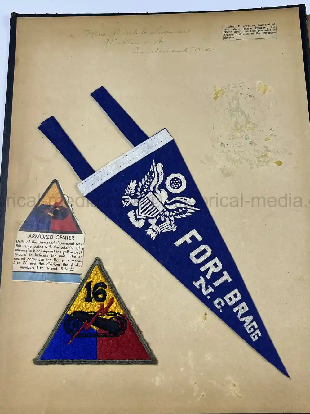 US WWII GI'S PHOTO ALBUM - 16th ARMORED DIVISION - GERMAN INSIGNIA