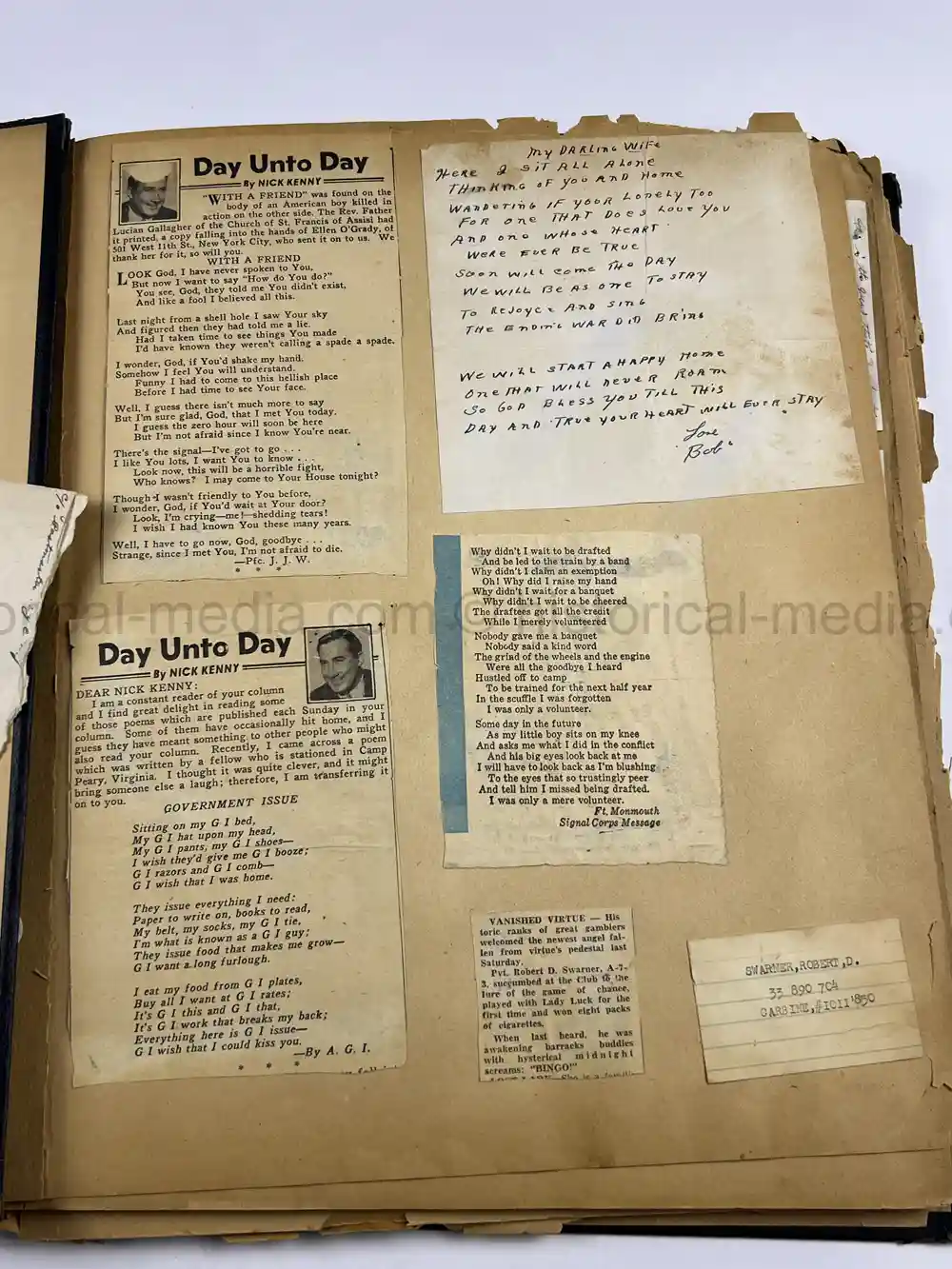 US WWII GI'S PHOTO ALBUM - 16th ARMORED DIVISION - GERMAN INSIGNIA