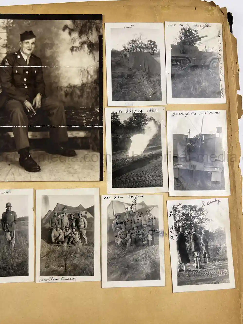 US WWII GI'S PHOTO ALBUM - 16th ARMORED DIVISION - GERMAN INSIGNIA