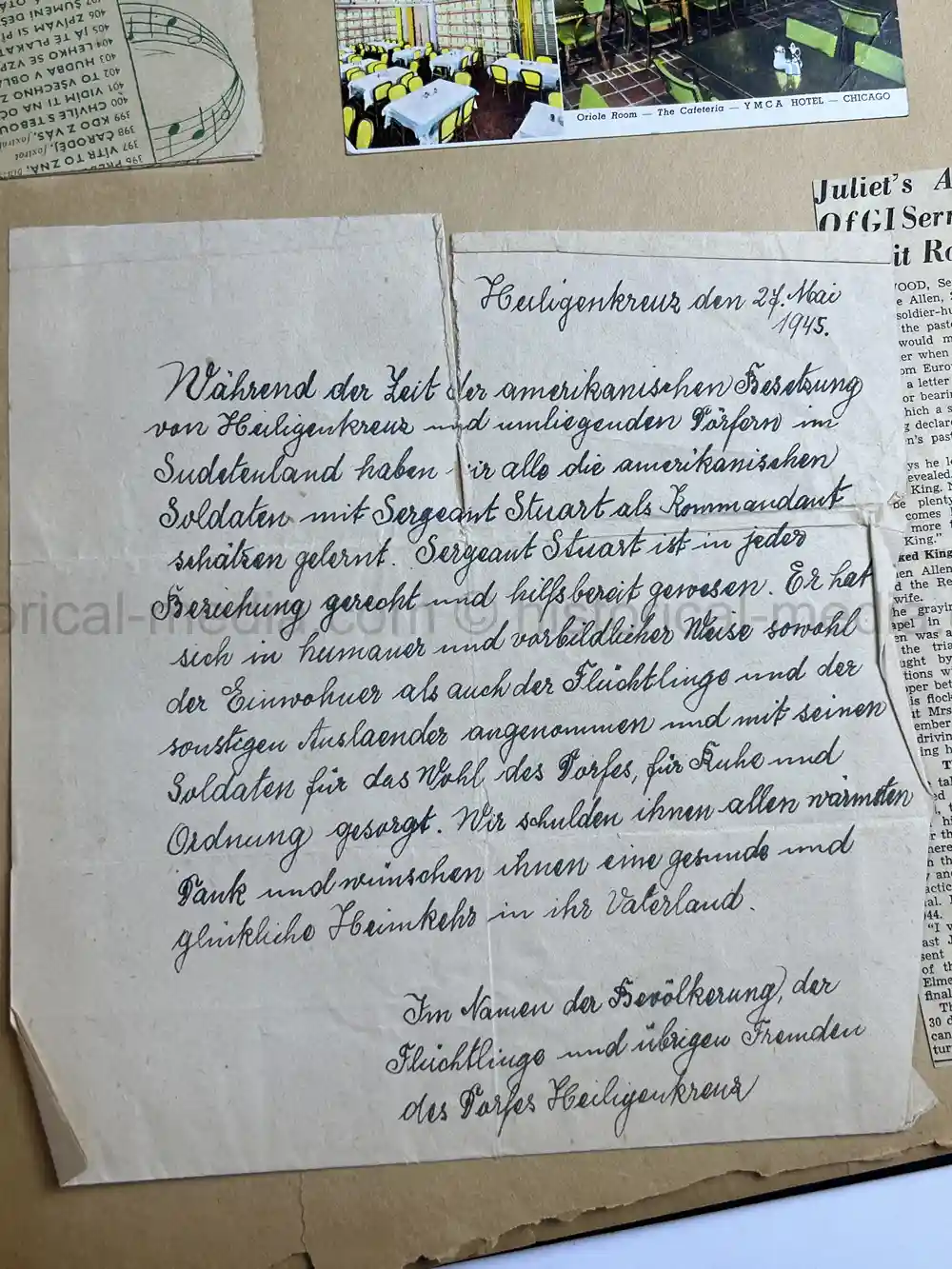 US WWII GI'S PHOTO ALBUM - 16th ARMORED DIVISION - GERMAN INSIGNIA